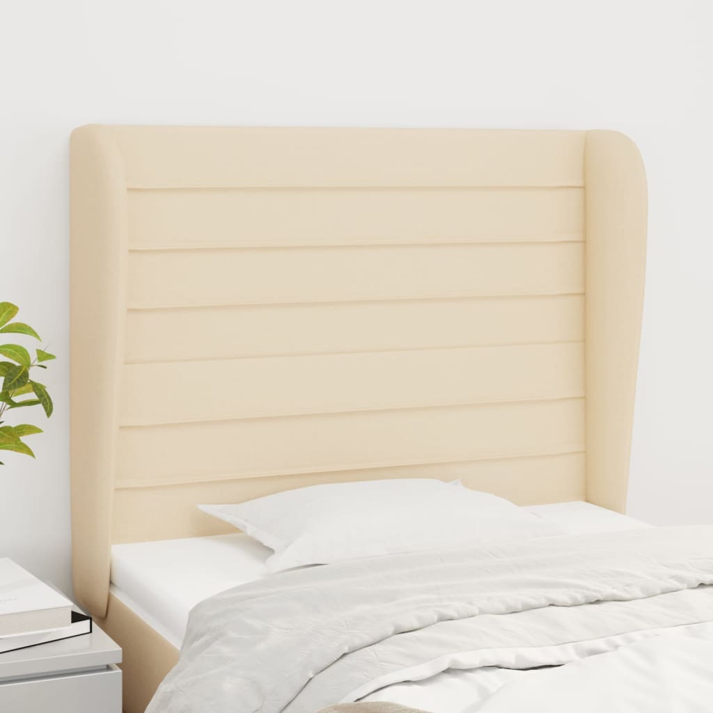 Cabeceira de cama c/ abas tecido 93x23x118/128 cm creme