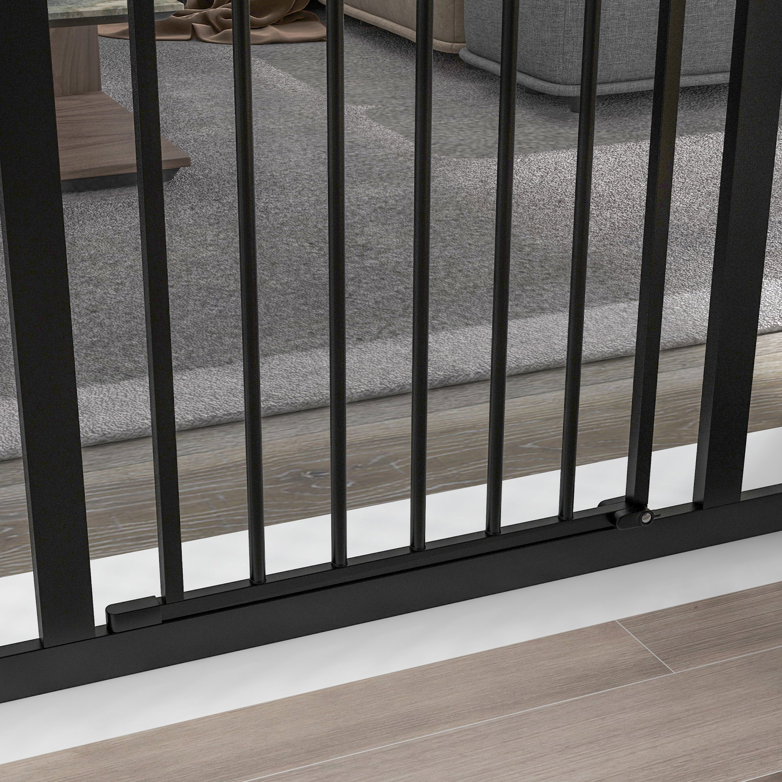 Barreira de segurança para cães com largura ajustável 74-100 cm e extensões para escadas e portas preto