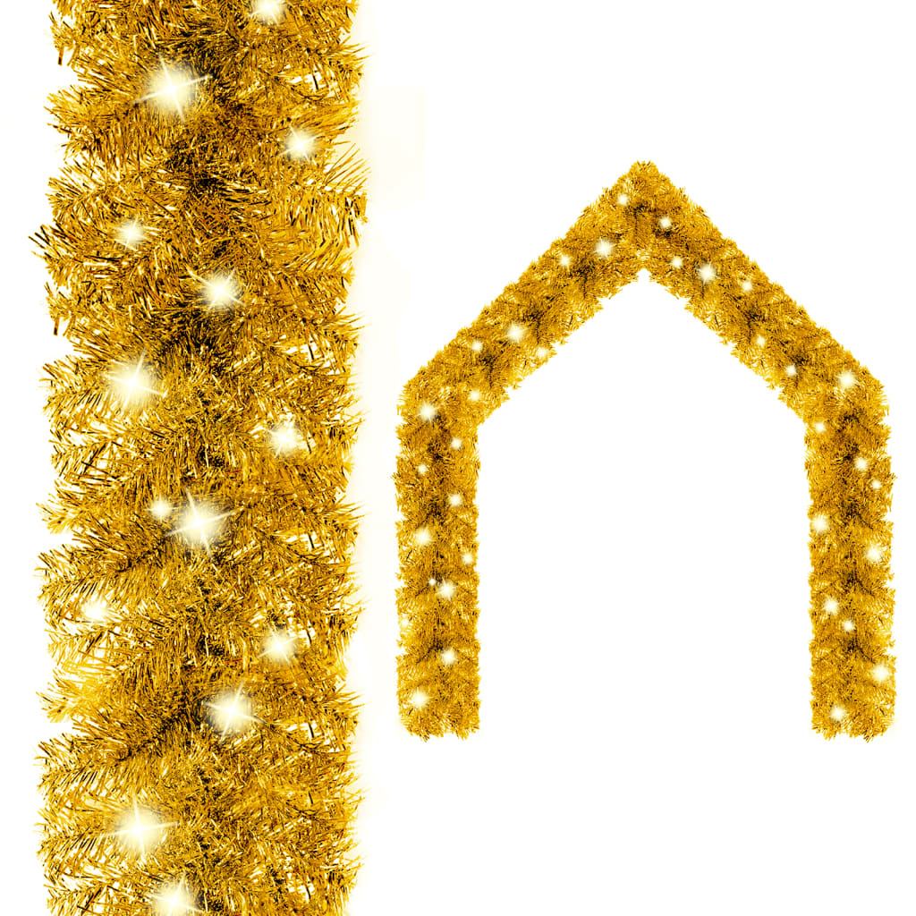 Grinalda de natal com luzes LED 5 m dourado