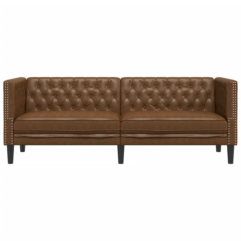 Sofá chesterfield 3 lugares camurça artificial castanho