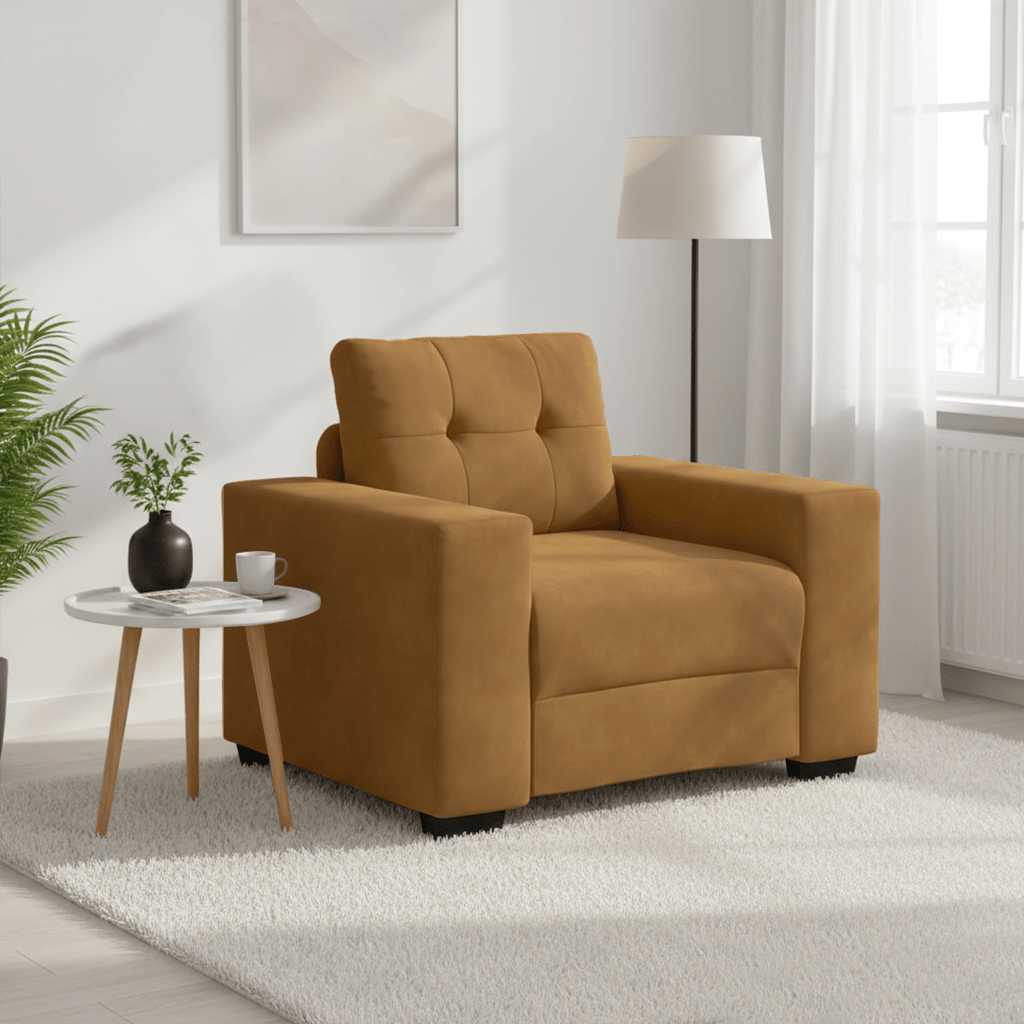 Poltrona de veludo marrom 100x78x80 cm