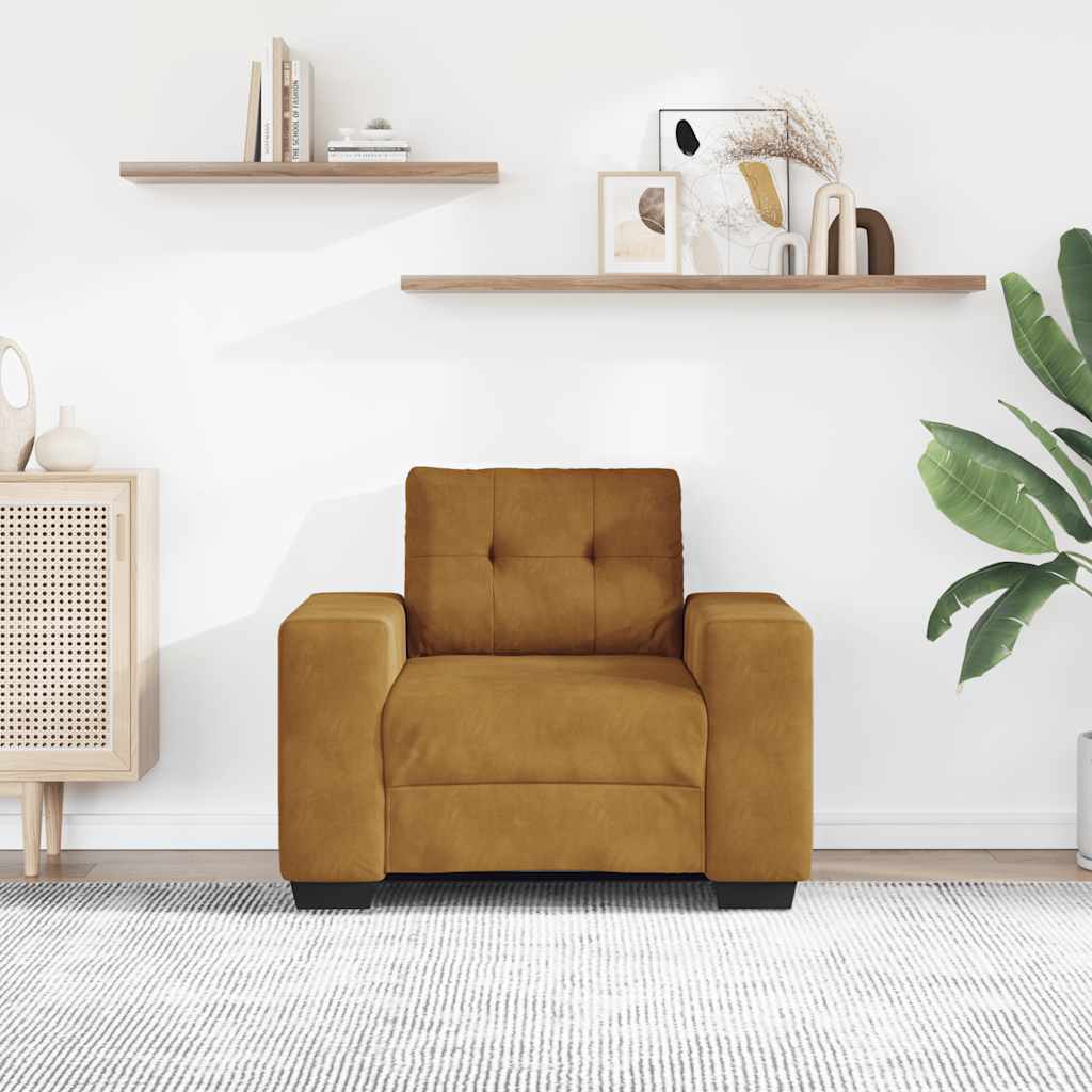 Poltrona de veludo marrom 100x78x80 cm