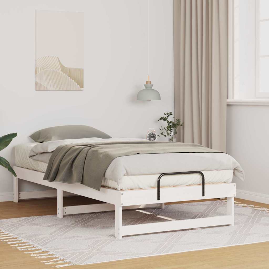 Estrutura da cama branco 75 x 190 cm madeira de pinheiro sólida