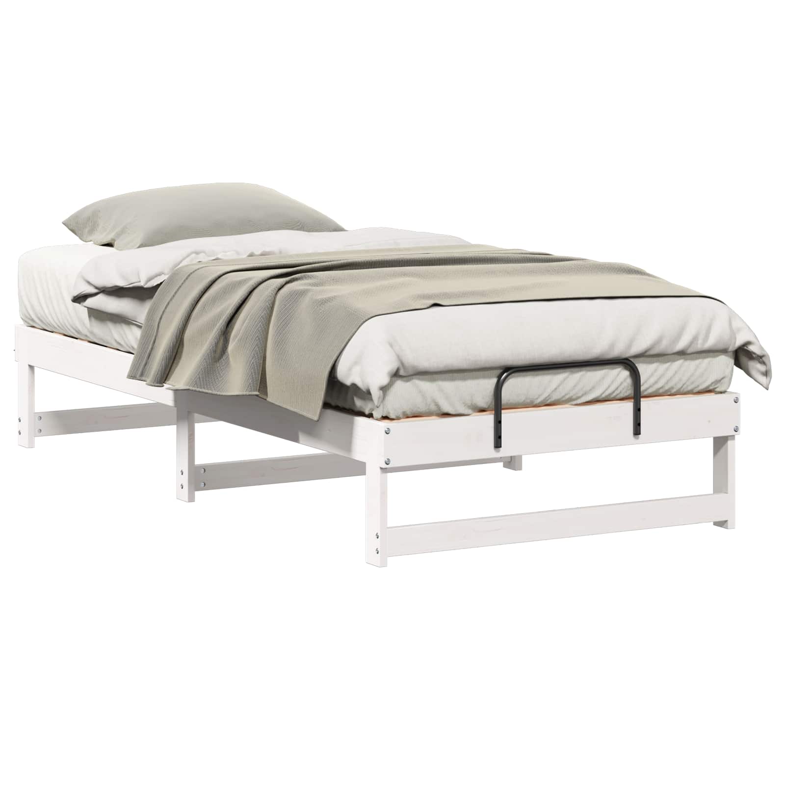 Estrutura da cama branco 75 x 190 cm madeira de pinheiro sólida