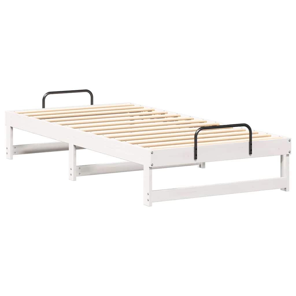 Estrutura da cama branco 75 x 190 cm madeira de pinheiro sólida