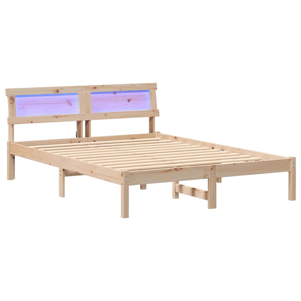Estrutura da cama com cabeceira castanho 135 x 190 cm
