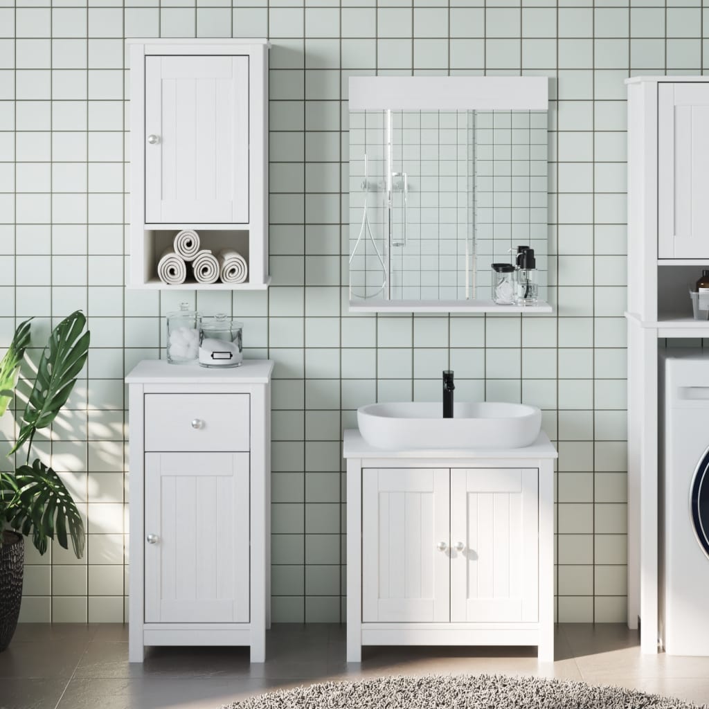 3 Pcs conjunto de móveis para wc berg pinho maciço branco