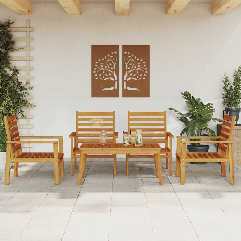 5 Pcs conjunto lounge de jardim madeira de acácia maciça
