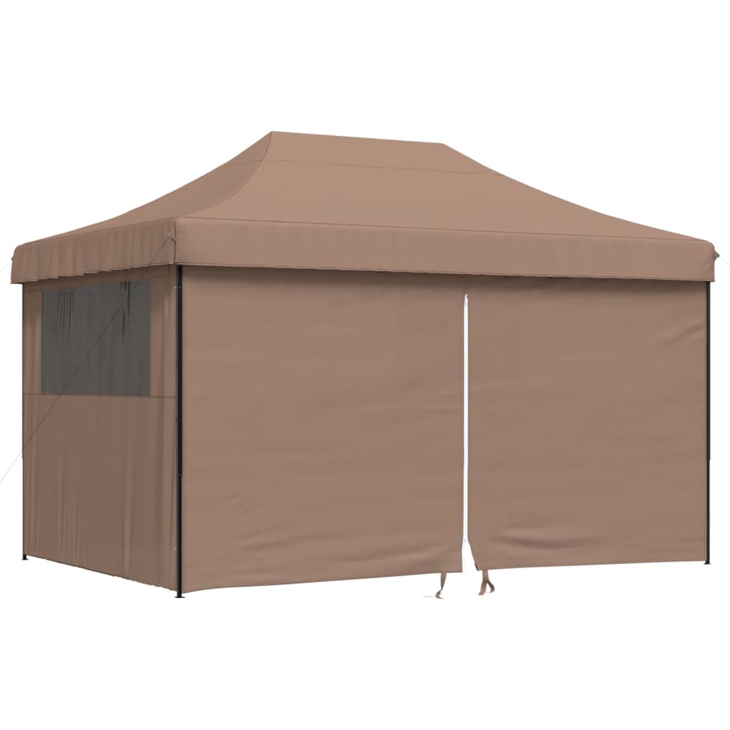 Tenda p/ festas pop-up dobrável com 4 paredes laterais castanho
