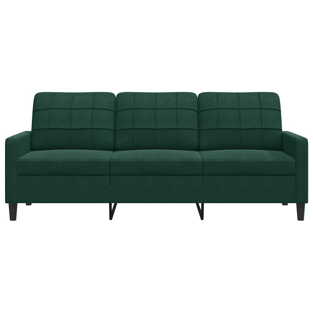 Sofá de 3 lugares 180 cm veludo verde-escuro