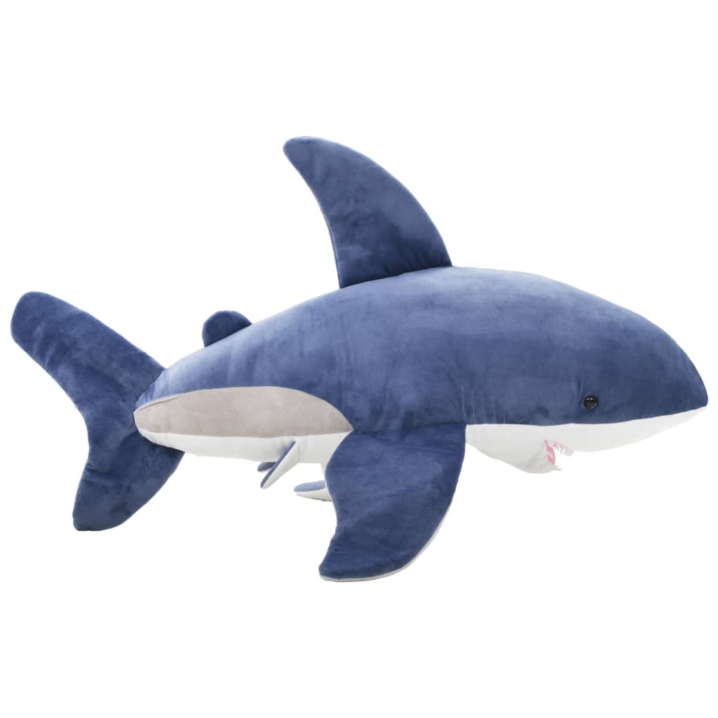 Tubarão branco de peluche azul e branco