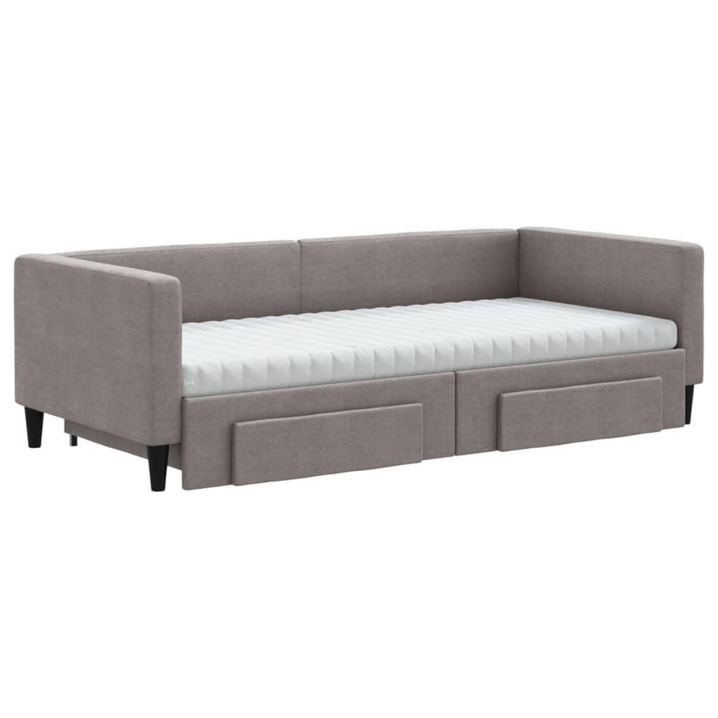 Sofá-cama c/ gavetão/gavetas 90x200 cm tecido cinza-acastanhado