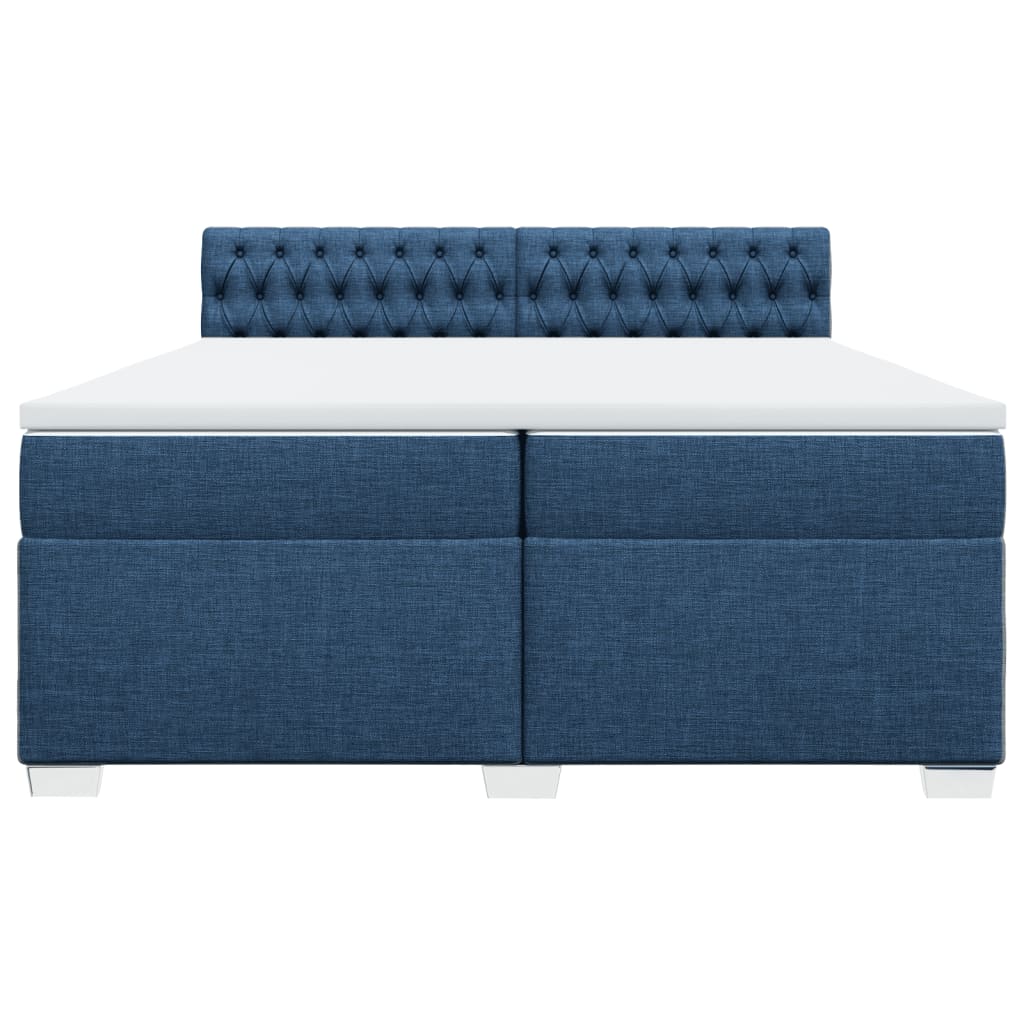 Cama com molas/colchão 200x200 cm tecido azul