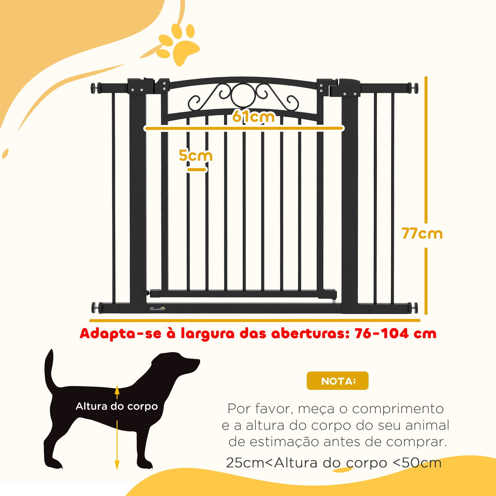 Barreira de segurança para cães extensível 76-102 cm barreira para animais de estimação com 2 extensões preto
