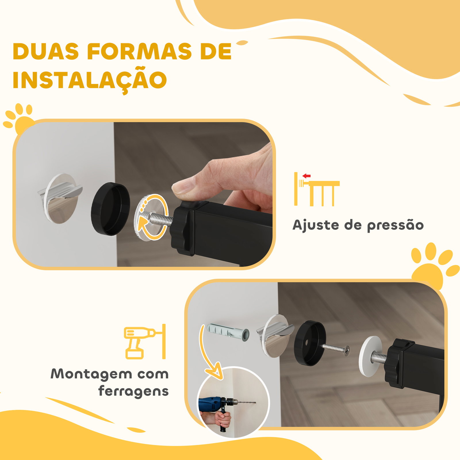 Barreira de segurança para cães extensível 76-102 cm barreira para animais de estimação com 2 extensões preto