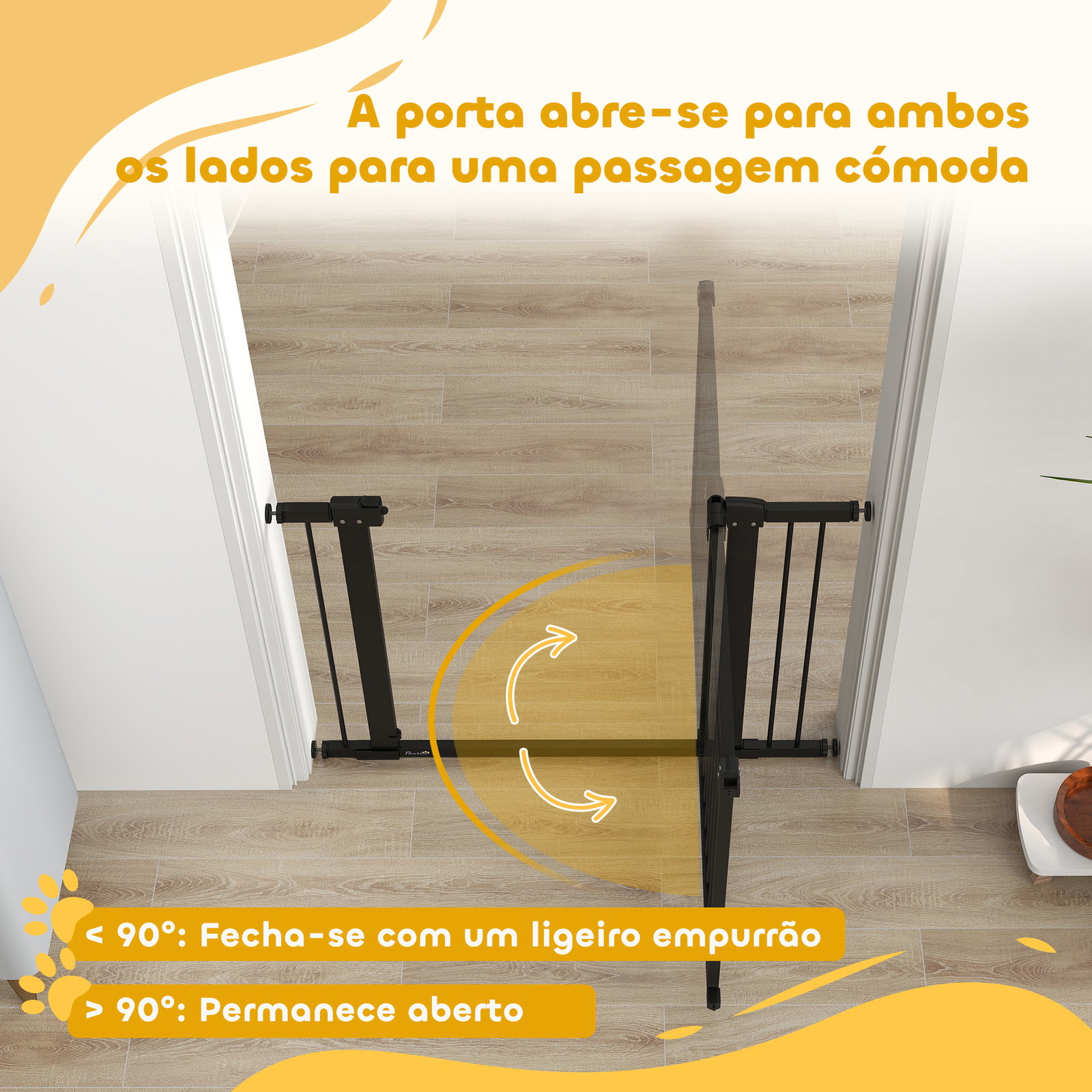 Barreira de segurança para cães extensível 76-102 cm barreira para animais de estimação com 2 extensões preto