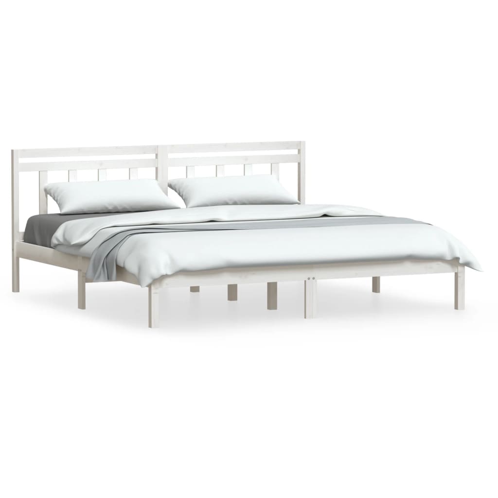 Estrutura de cama super king 180x200 cm madeira maciça branco