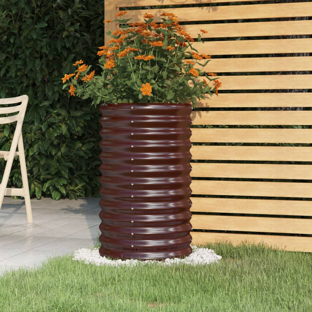 Vaso/floreira de jardim aço galvanizado 40x40x68 cm castanho