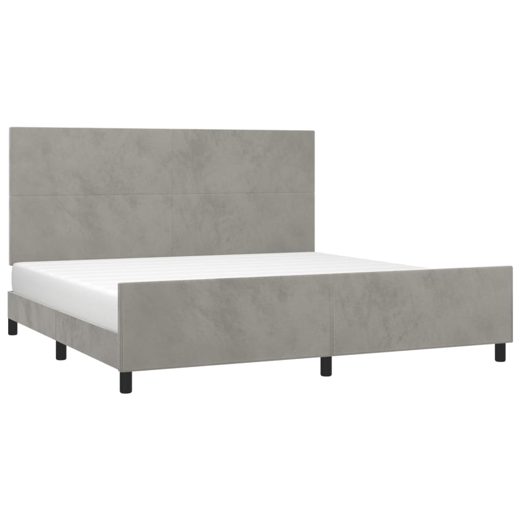 Estrutura de cama sem colchão 200x200 cm veludo cinzento-claro