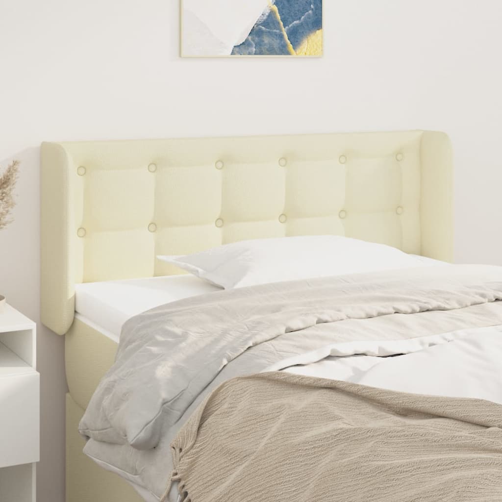 Cabeceira de cama c/ abas couro artificial 93x16x78/88 cm creme
