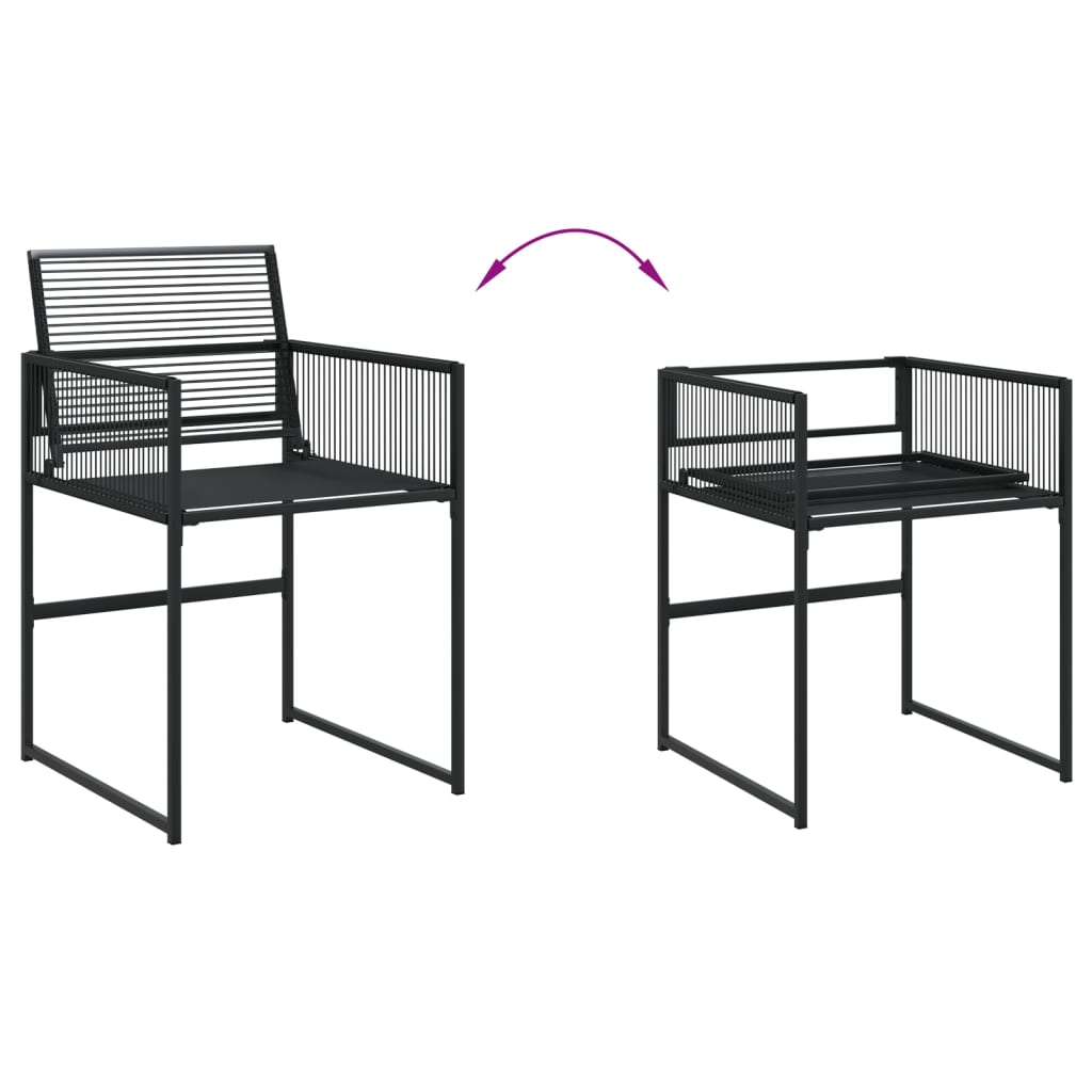 5 Pcs conjunto de jantar p/ jardim vime PE preto