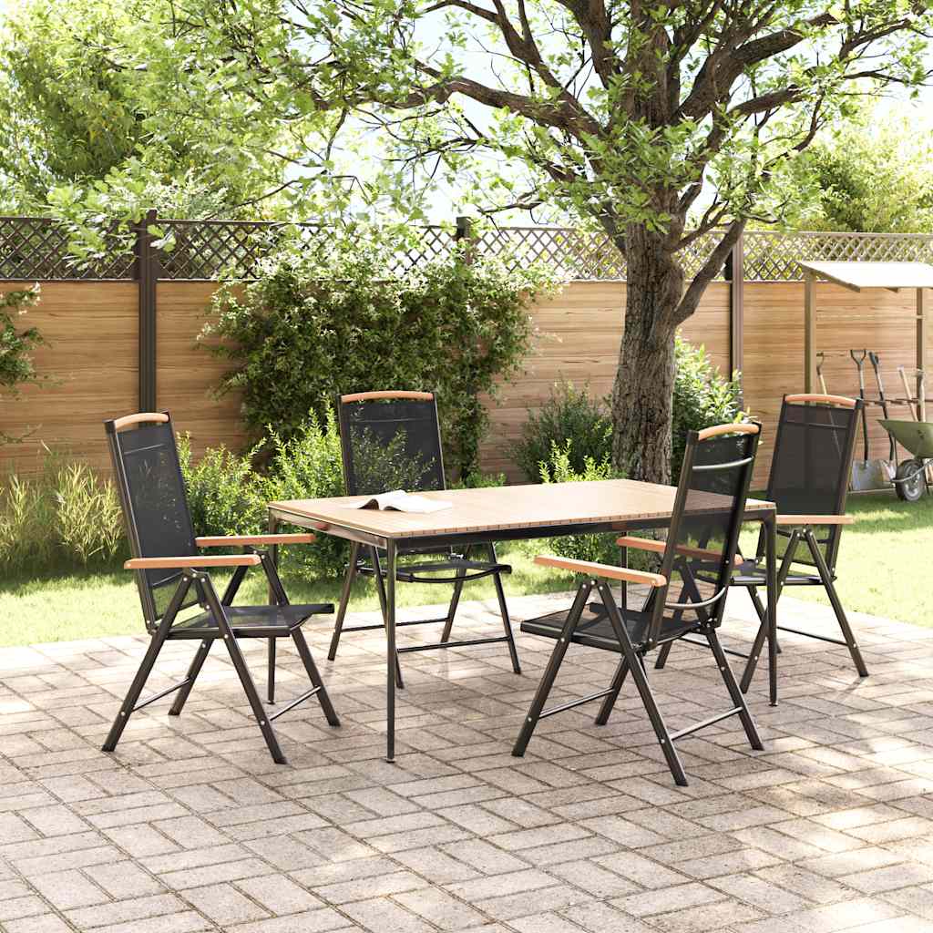 Cadeiras de jardim dobráveis 4 pcs alumínio e textilene preto
