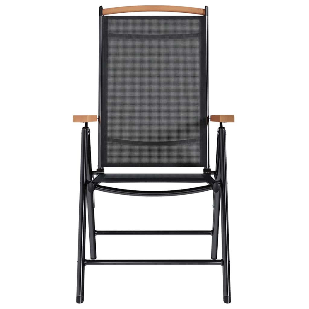 Cadeiras de jardim dobráveis 4 pcs alumínio e textilene preto