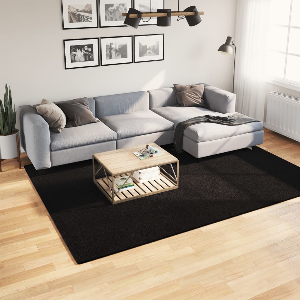 Tapete pelo curto macio e lavável huarte 200x280 cm preto