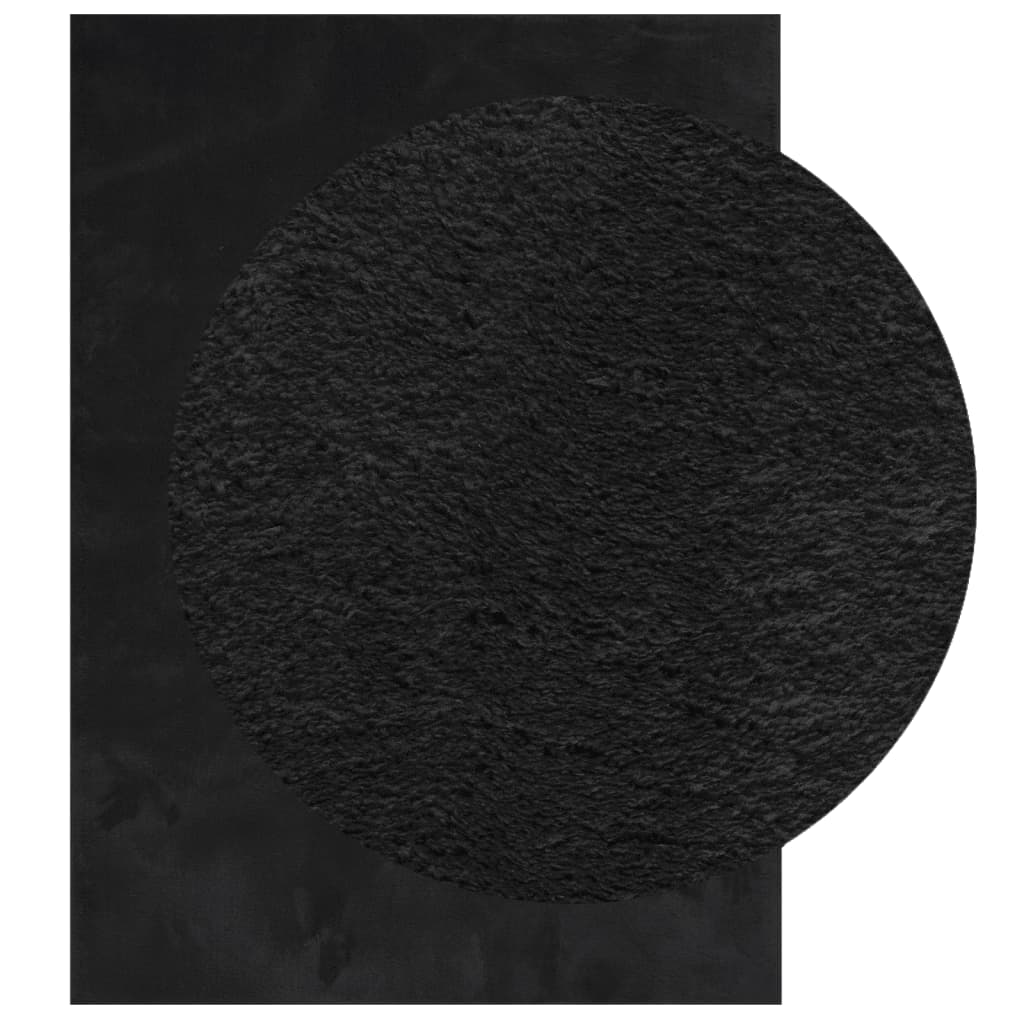 Tapete pelo curto macio e lavável huarte 200x280 cm preto