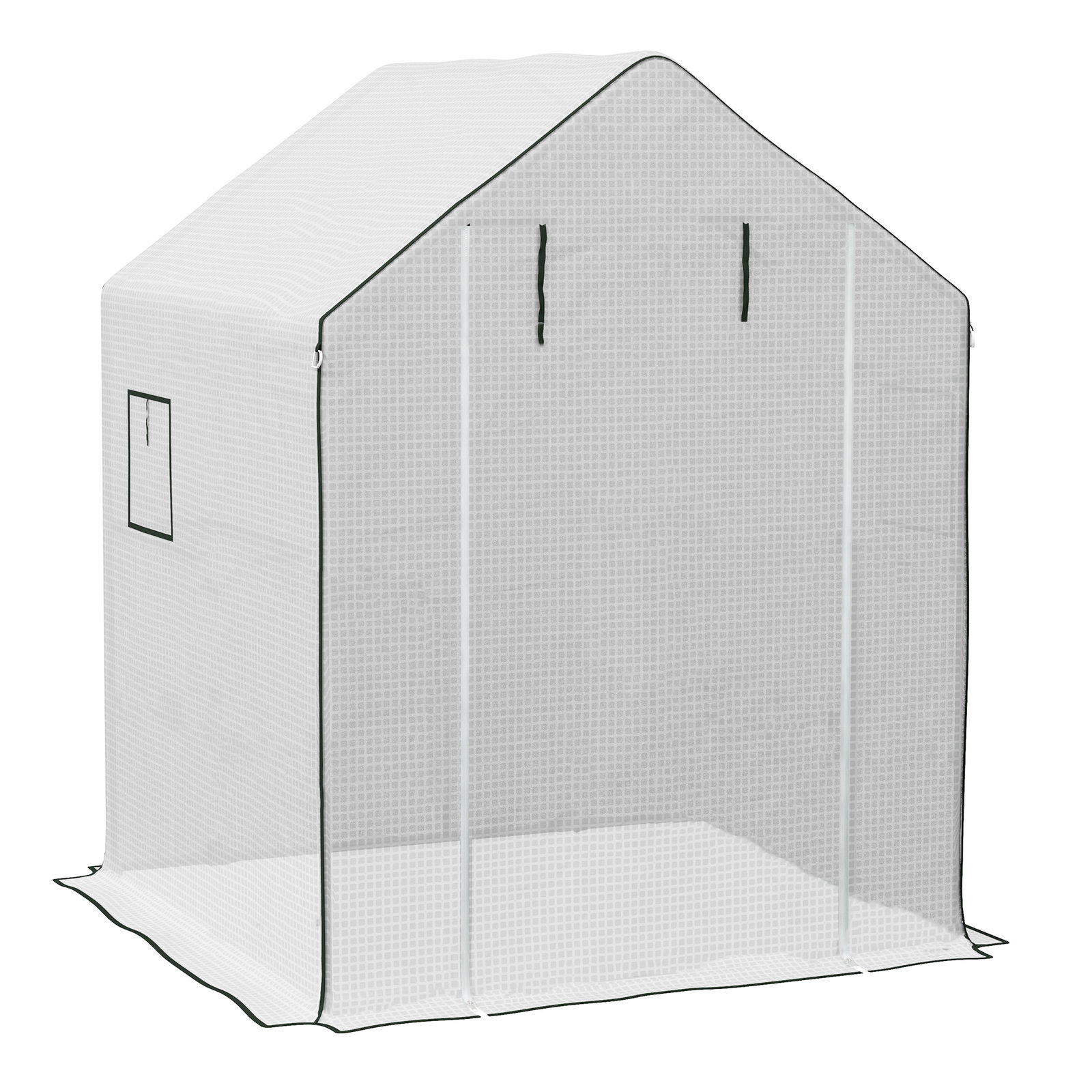 Cobertura de substituição para estufa 140x143x190 cm com janela porta anti-UV proteção de plantas para jardim branco