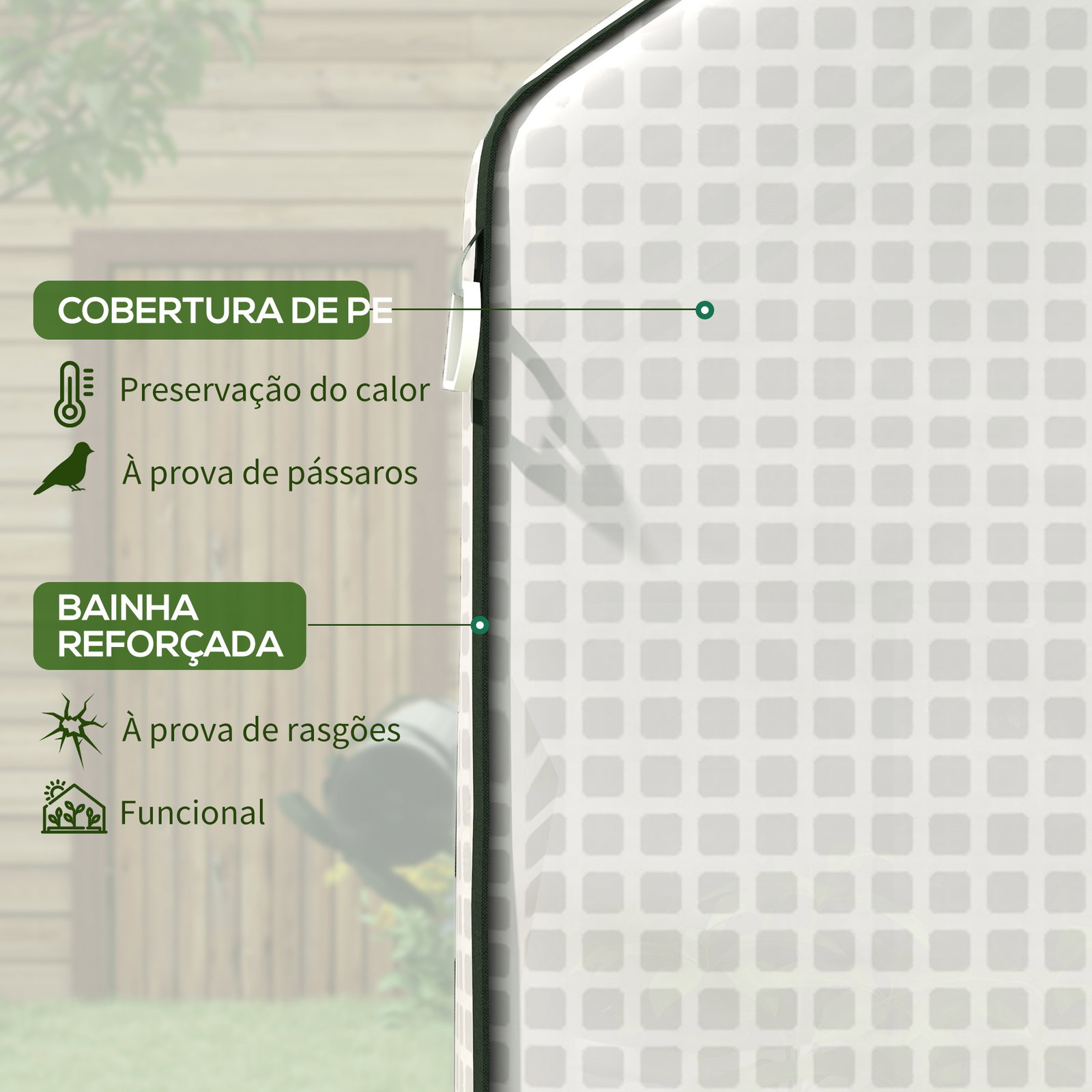 Cobertura de substituição para estufa 140x143x190 cm com janela porta anti-UV proteção de plantas para jardim branco