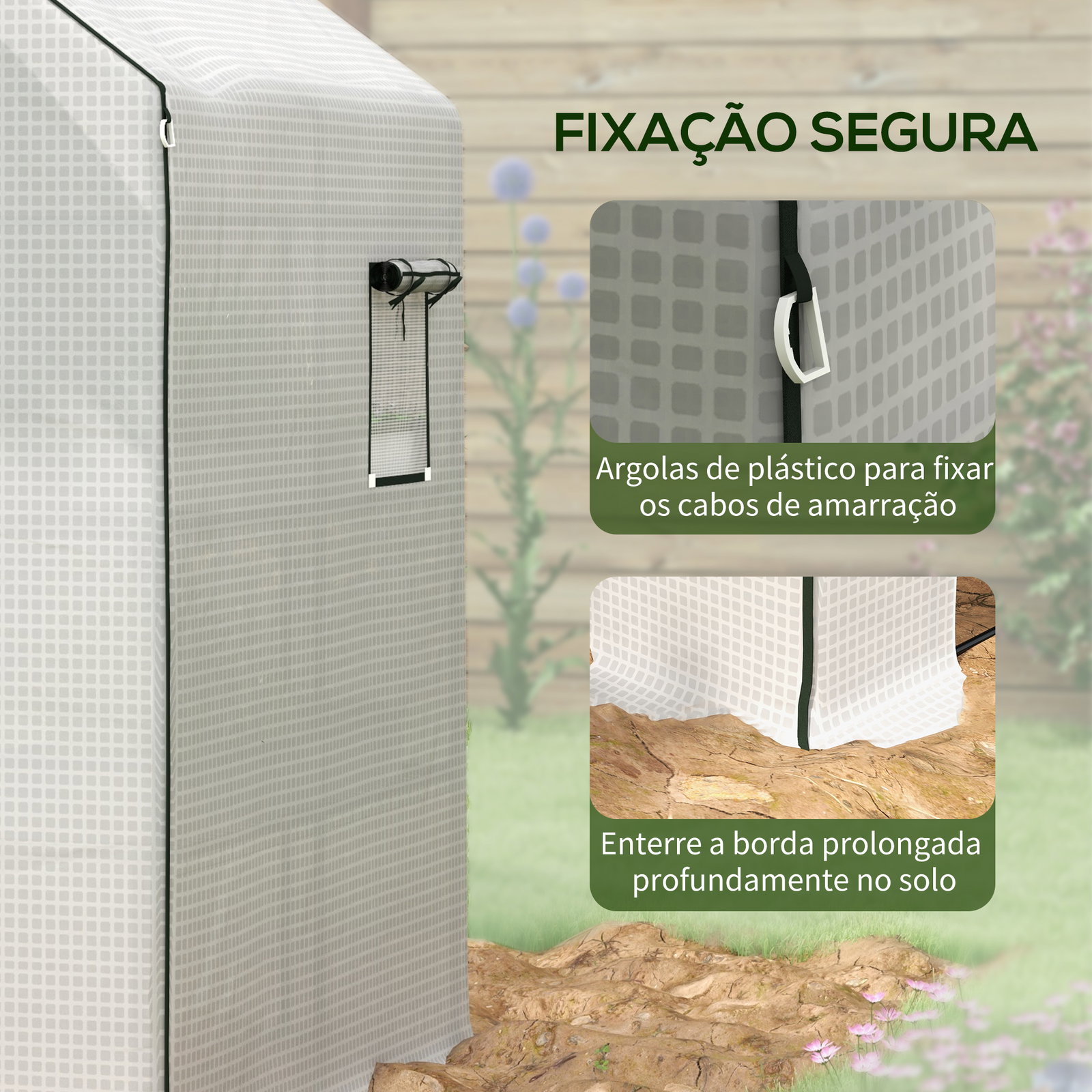 Cobertura de substituição para estufa 140x143x190 cm com janela porta anti-UV proteção de plantas para jardim branco