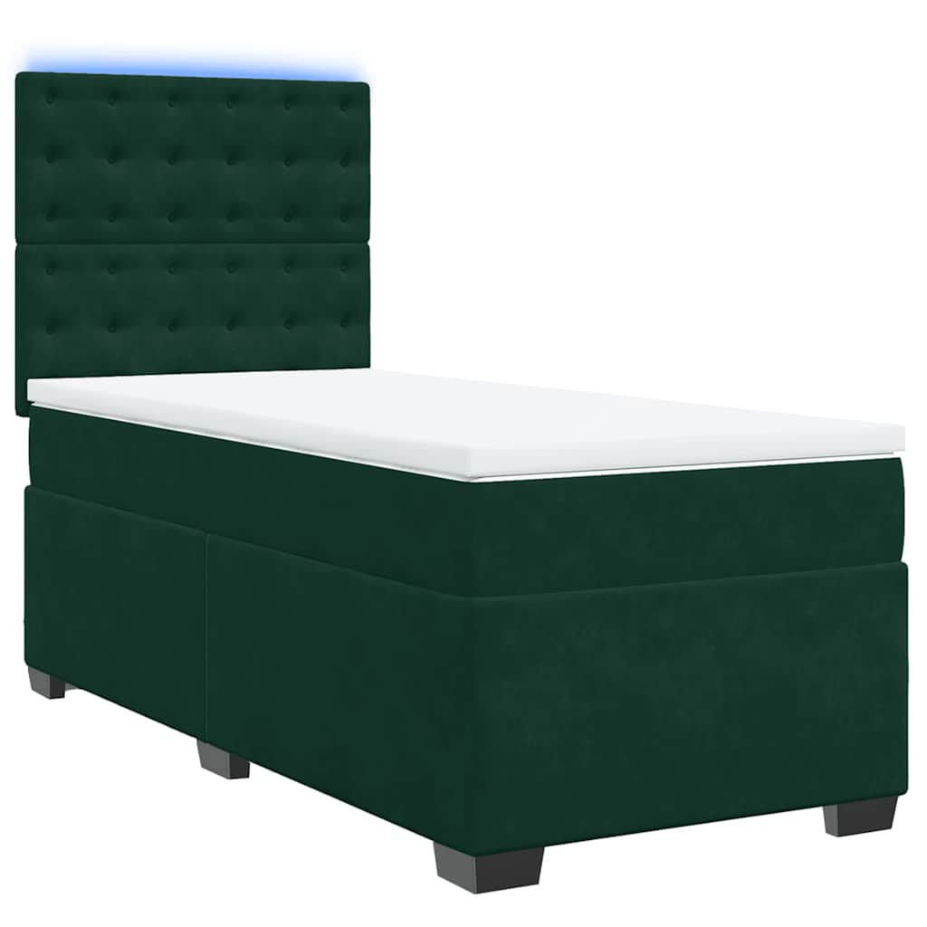 Cama com molas/colchão 80x200 cm veludo verde-escuro