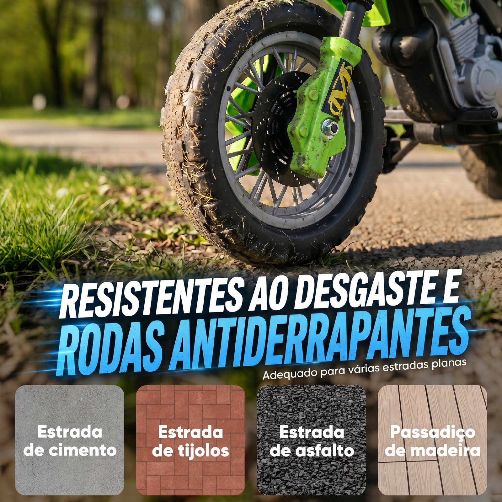 Mota Elétrica para Crianças 6V com Luzes e Música para Idades 3-6 Anos Verde