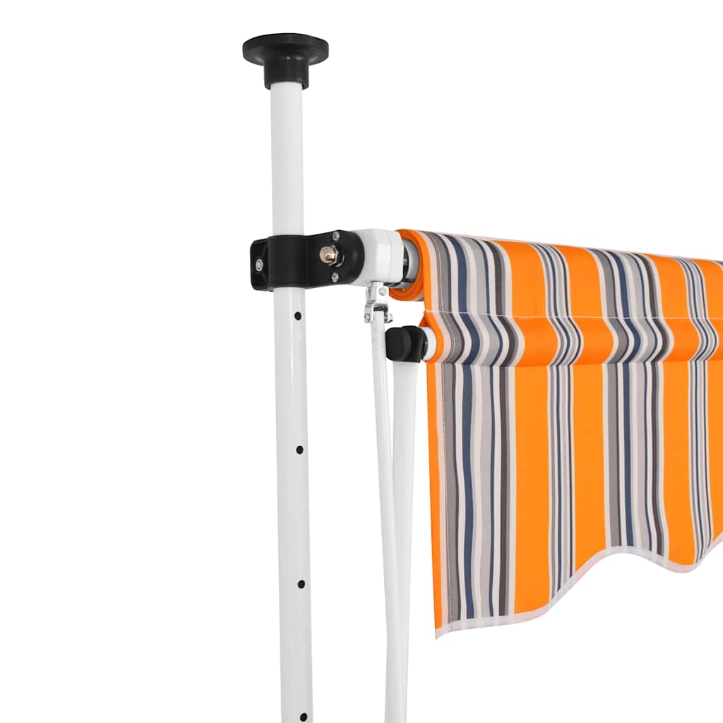 Toldo retrátil manual 400 cm riscas amarelas e azuis