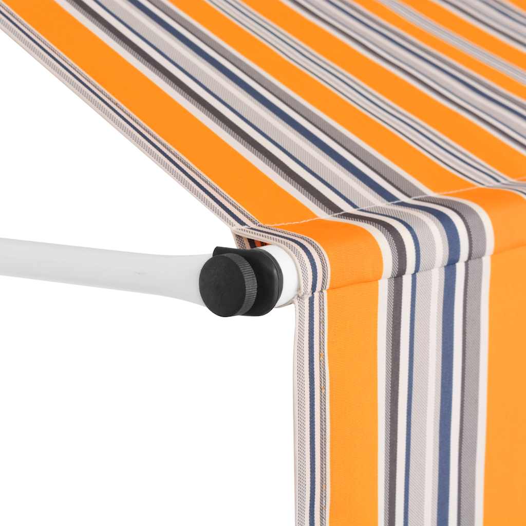 Toldo retrátil manual 400 cm riscas amarelas e azuis