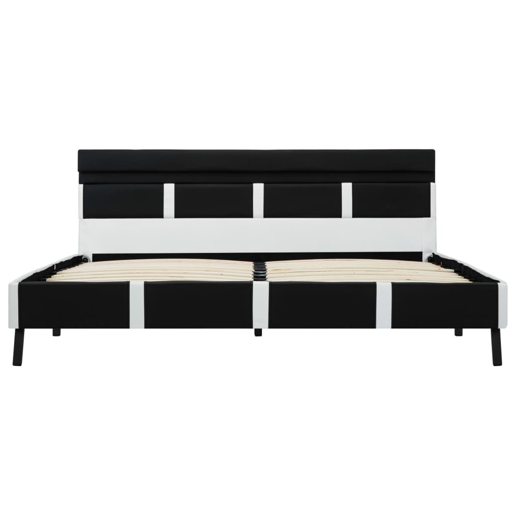 Estrutura de cama com LED 160x200 cm couro artificial preto