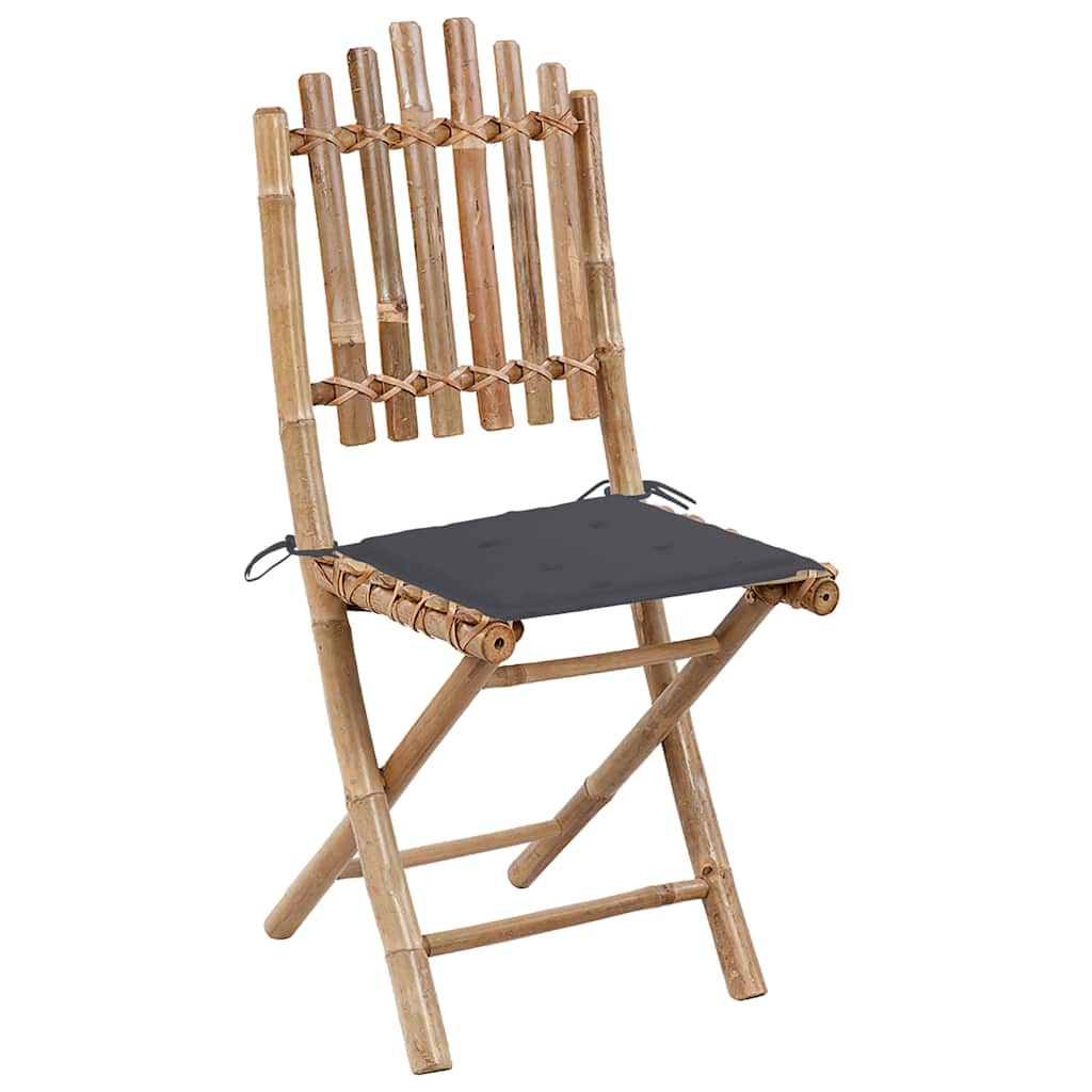 Cadeiras de jardim dobráveis c/ almofadões 2 pcs bambu