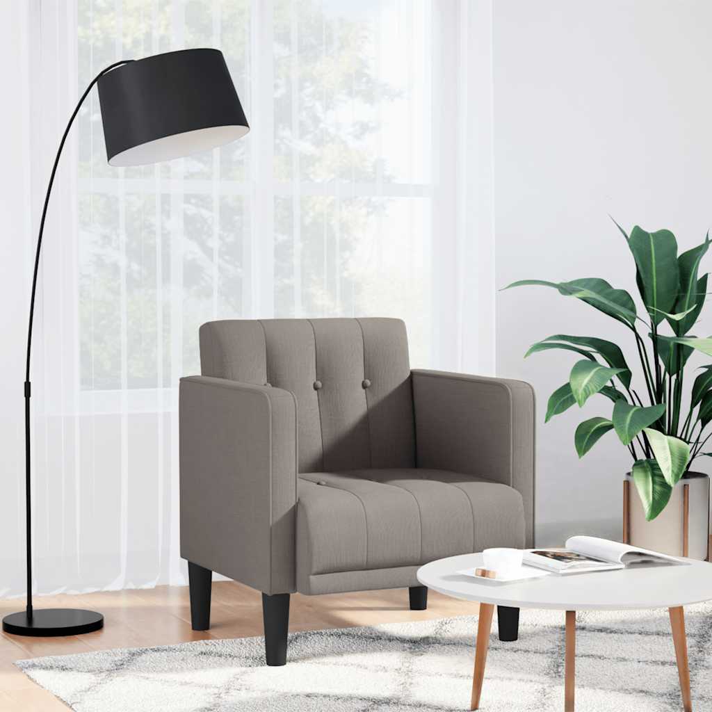 Poltrona com apoio de braços 53 cm tecido cinzento-acastanhado