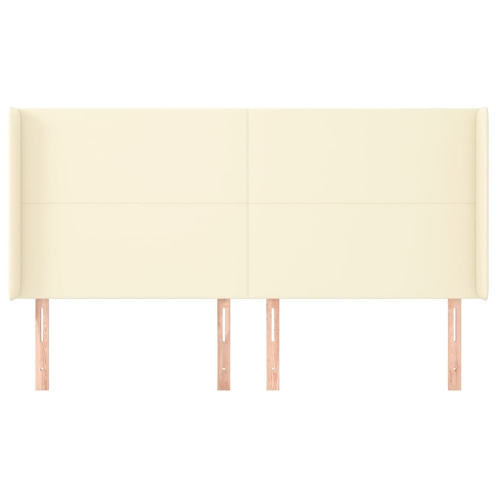 Cabeceira cama c/ abas couro artif. 183x16x118/128 cm creme