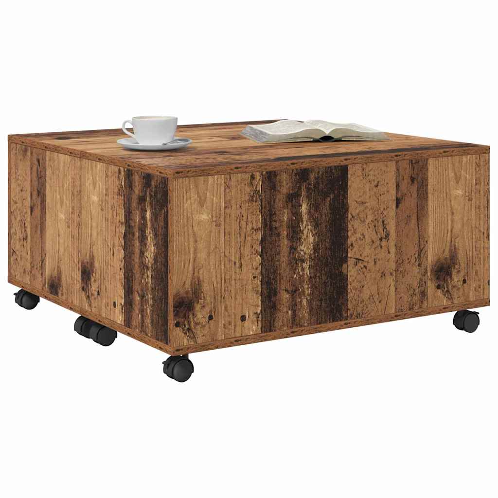 Mesa de centro madeira antiga 75 x 75 x 38 cm