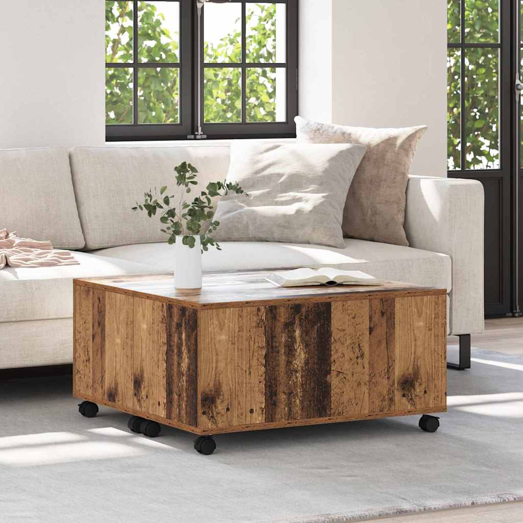 Mesa de centro madeira antiga 75 x 75 x 38 cm
