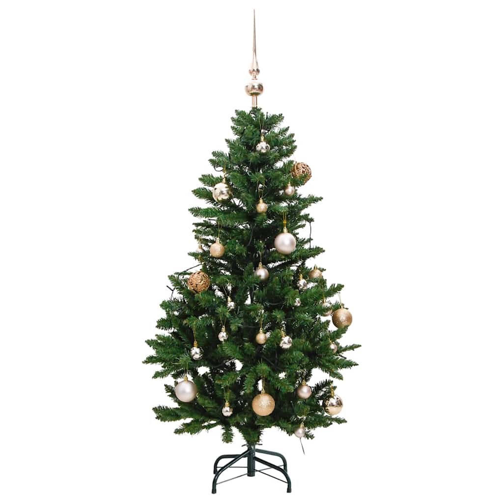 Árvore natal artificial articulada c/ 150 luzes LED+bolas 150cm