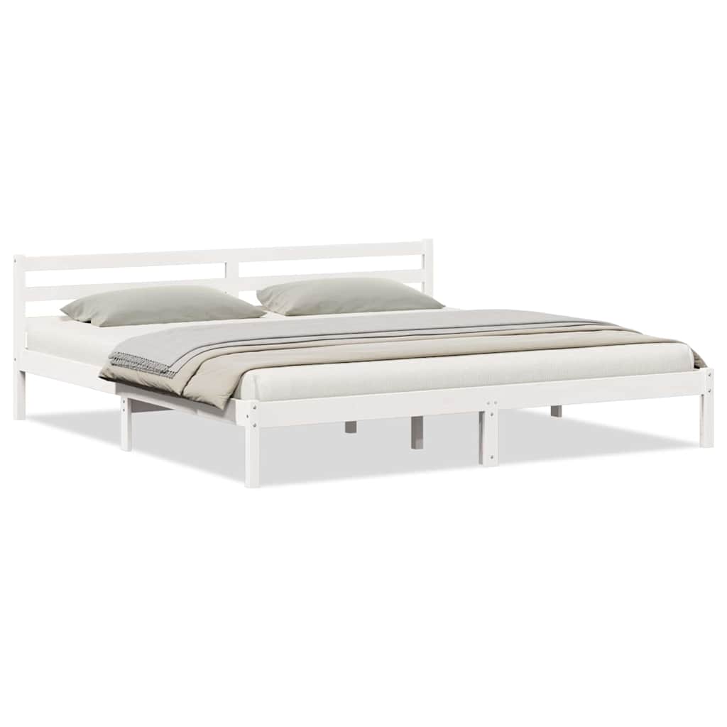 Estrutura da cama com cabeceira branco 225,5 x 185,5 x 69,5 cm