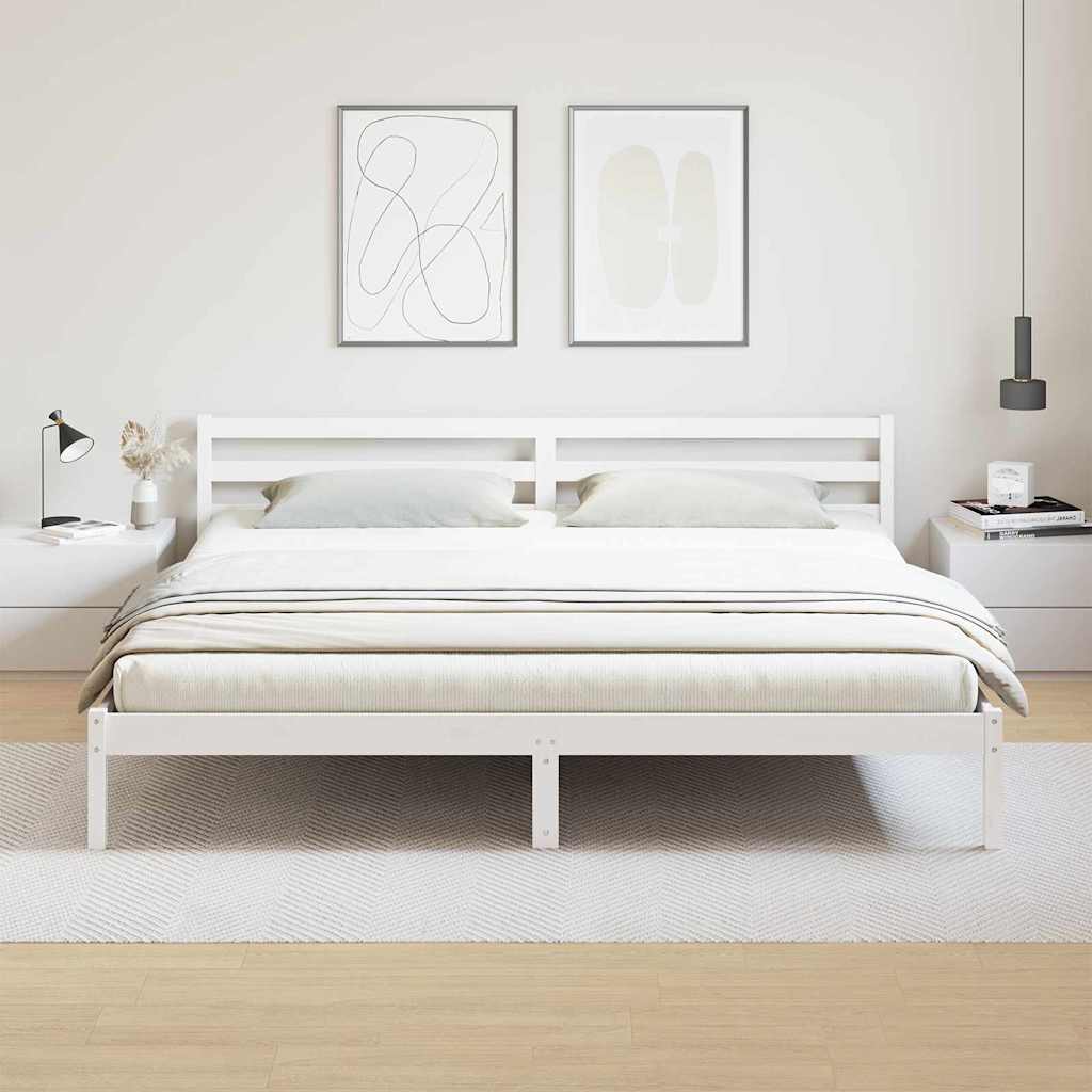 Estrutura da cama com cabeceira branco 225,5 x 185,5 x 69,5 cm