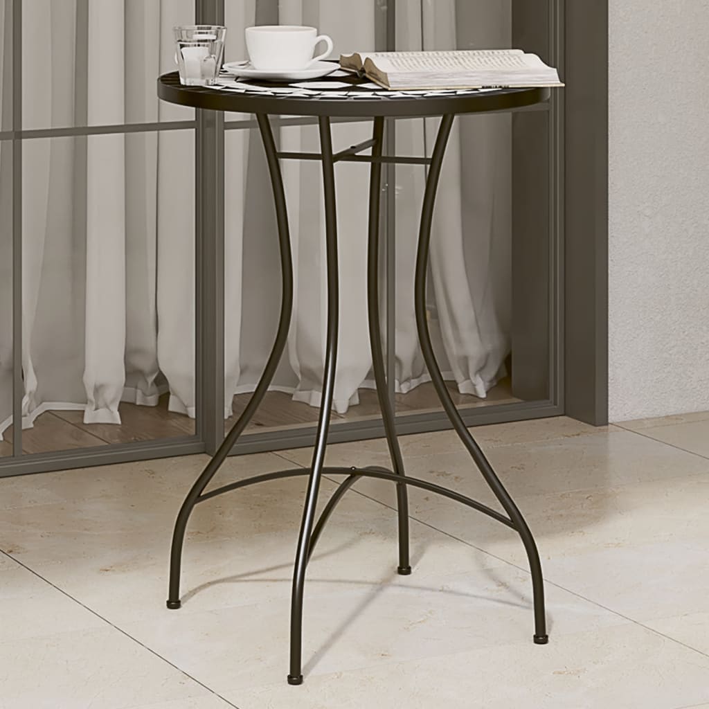 Mesa de bistrô em mosaico ø50x70 cm cerâmica preto e branco