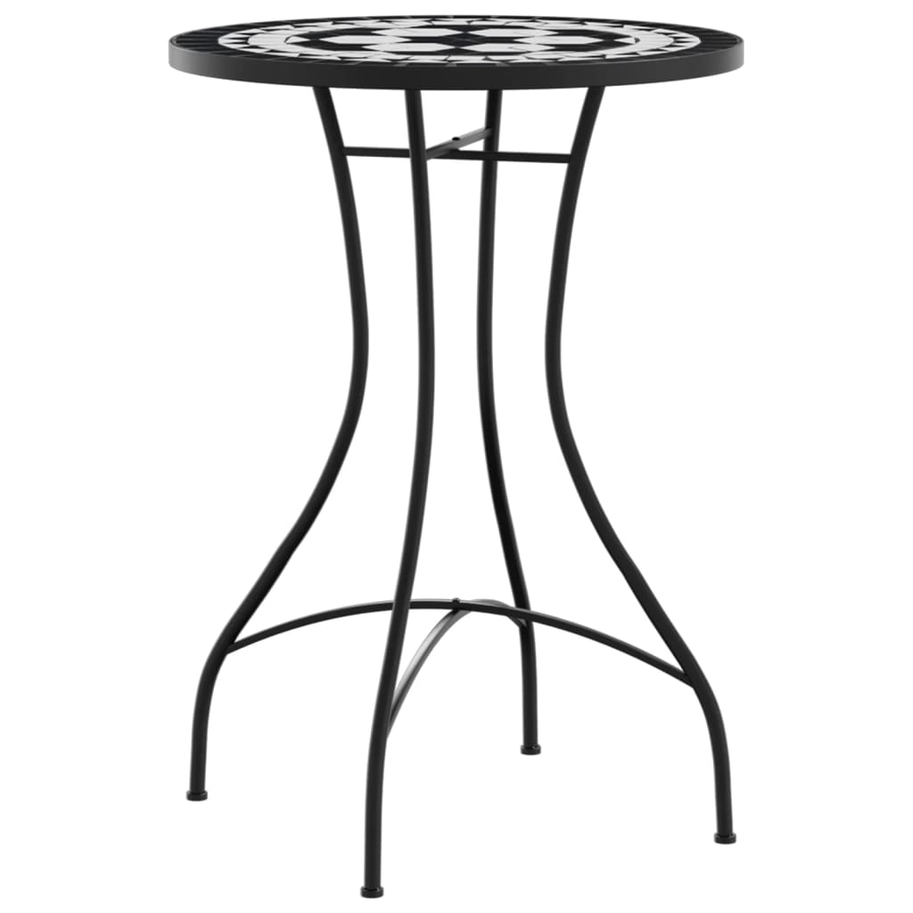 Mesa de bistrô em mosaico ø50x70 cm cerâmica preto e branco