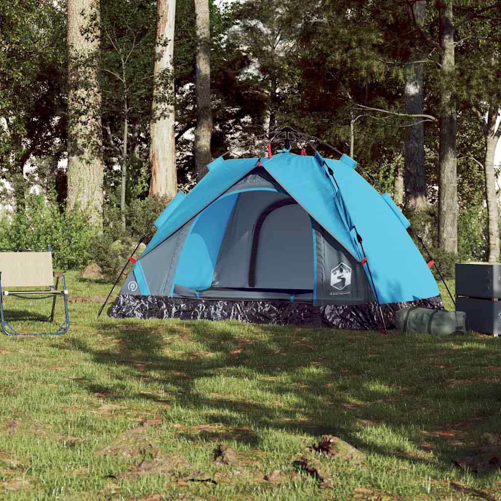 Tenda de campismo cúpula para 2 pessoas libertação rápida azul