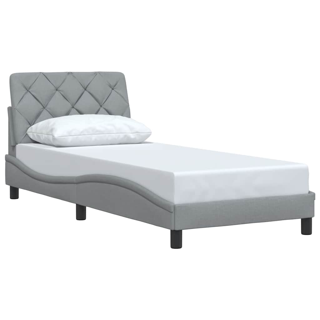 Estrutura de cama sem colchão 90x200 cm tecido cinzento-claro