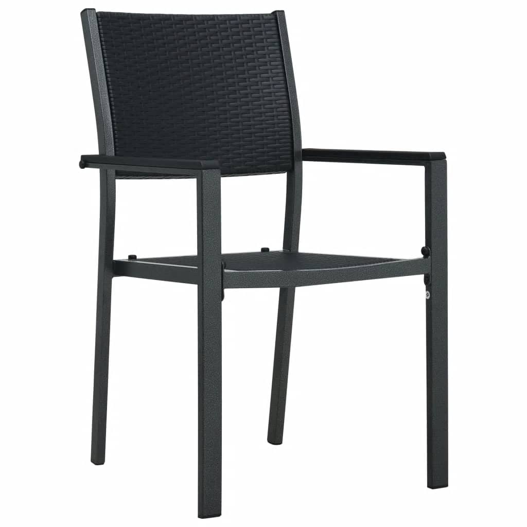 7 Pcs conjunto de jantar para jardim preto